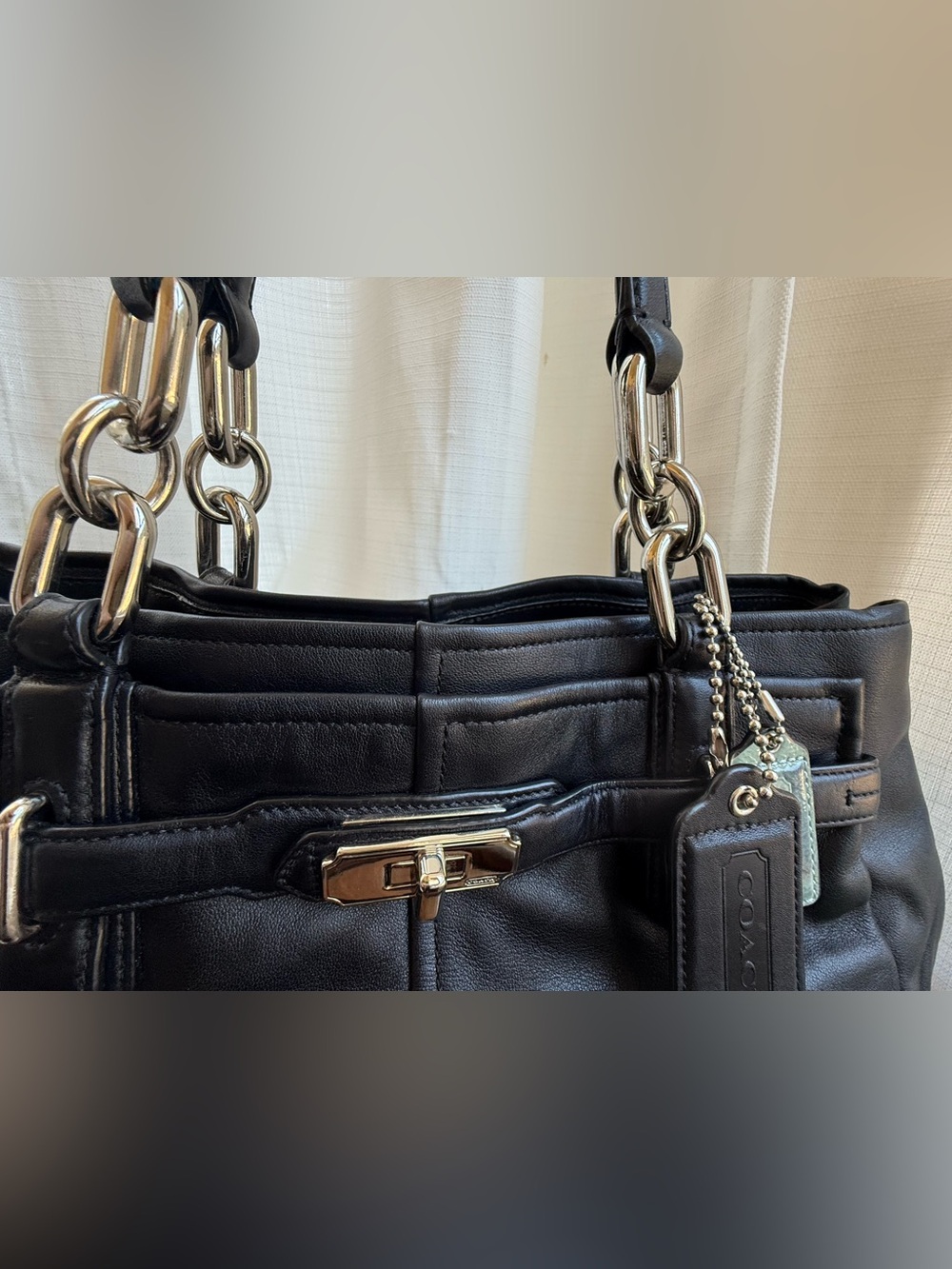 Coach Vintage Chelsea Jayden Black Leather Carryall Bag #17811 - Excellent! - Picture 5 of 15